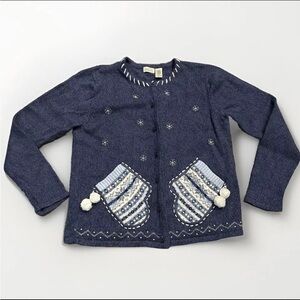 CLASSIC ELEMENTS 90s GRANNYCORE Cardigan Size L Fair Isle Sweater Ramie Ugly Vtg